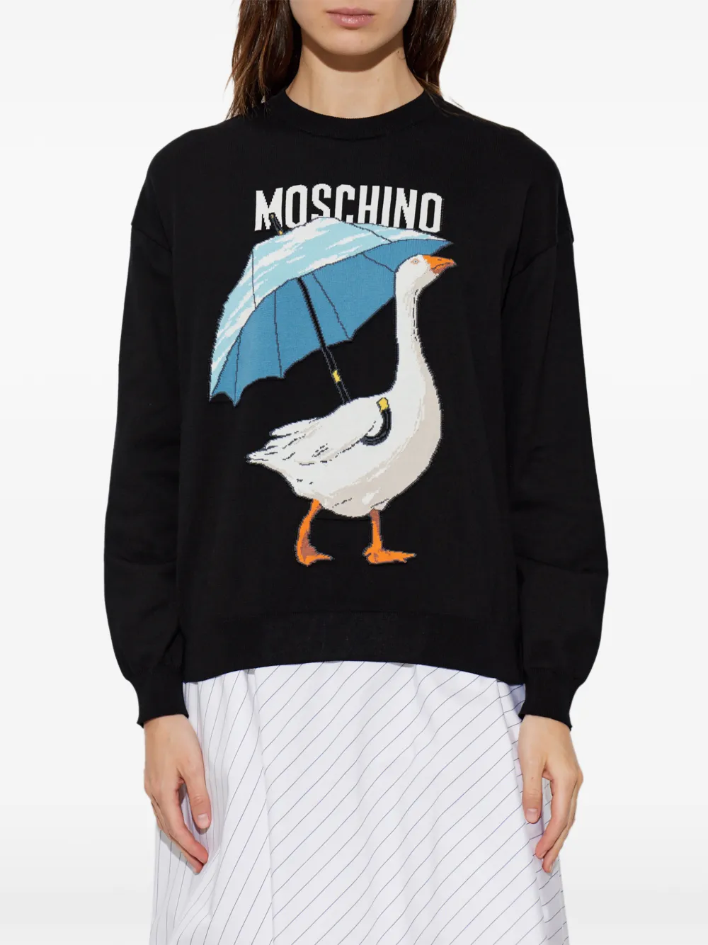 Moschino Trui met ronde hals en ganzen-intarsia Zwart