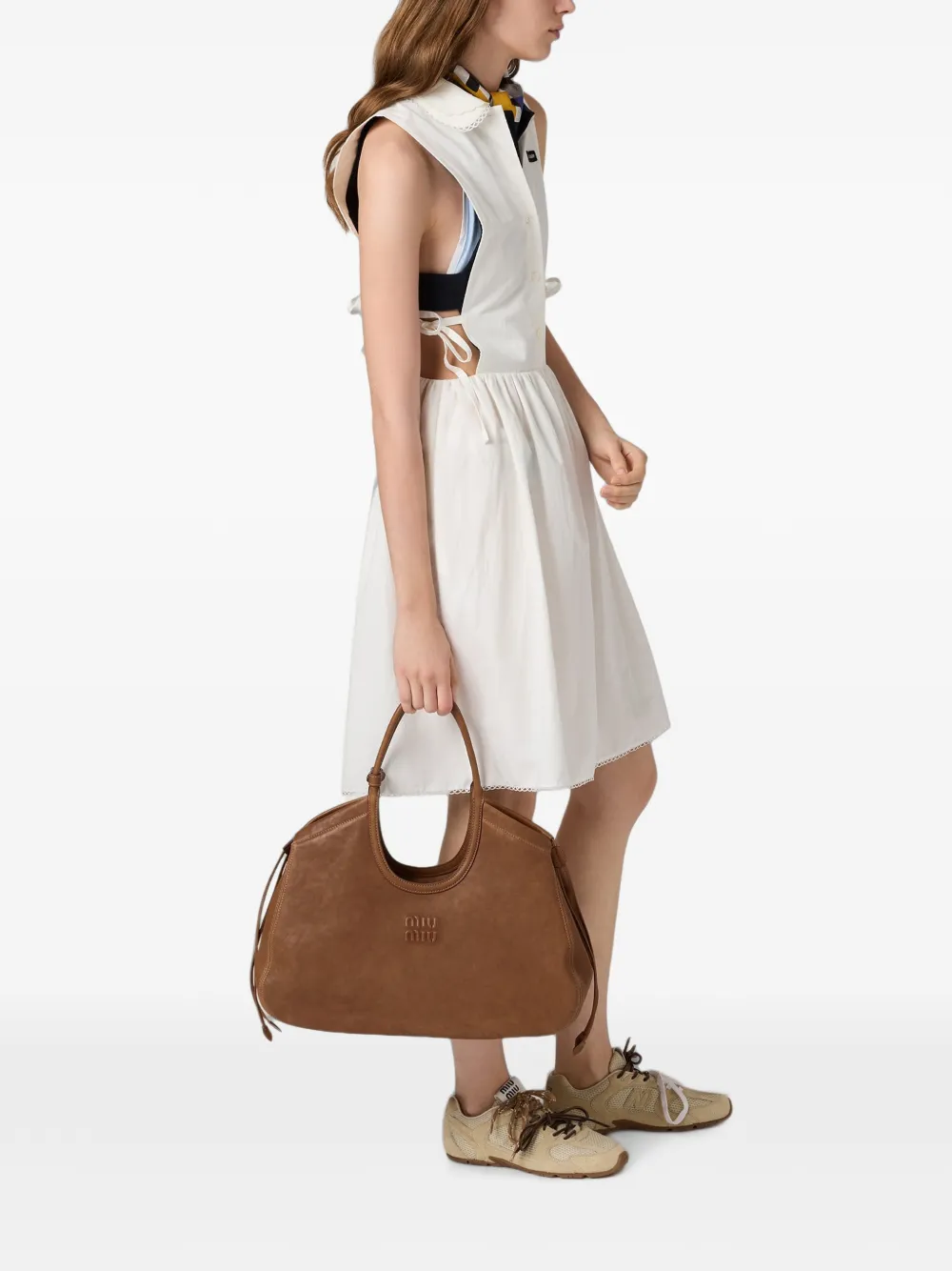 Miu Ivy nappa-leren shopper Bruin