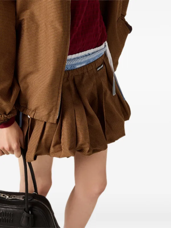 Miu Miu ギンガムチェック ミニスカート | ブラウン | FARFETCH JP
