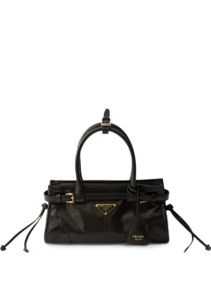 Prada Bonnie コーデュロイ＆レザー ハンドバッグ S | ブラウン 