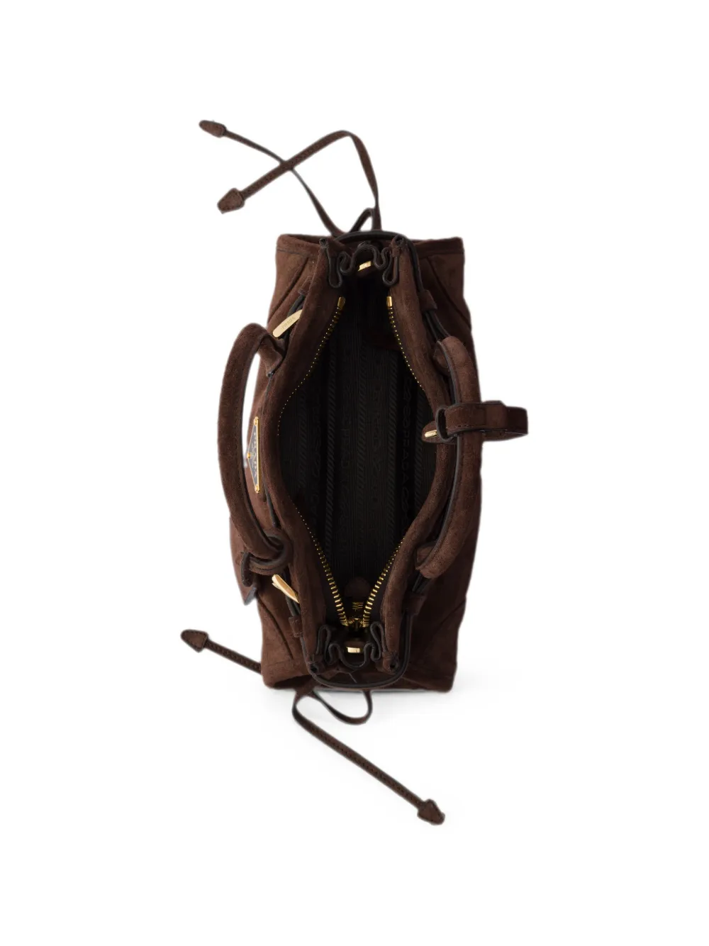 Prada Bonnie suède mini-handtas Bruin