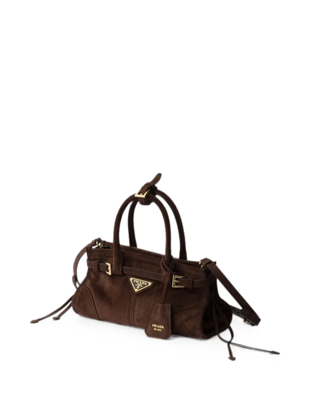 Prada Bonnie suède mini-handtas Bruin