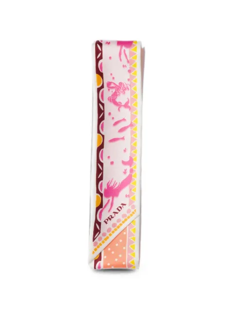 Prada printed silk twill skinny scarf