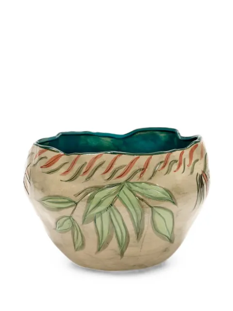Serax leaf-print irregular-rim flower pot