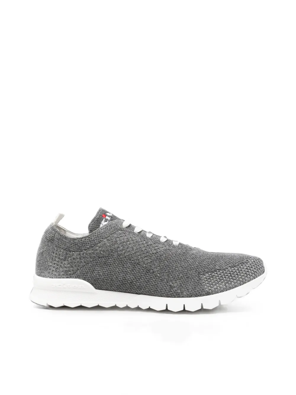 Kiton Logo-embroidered Stretch-knit Sneakers In Gray