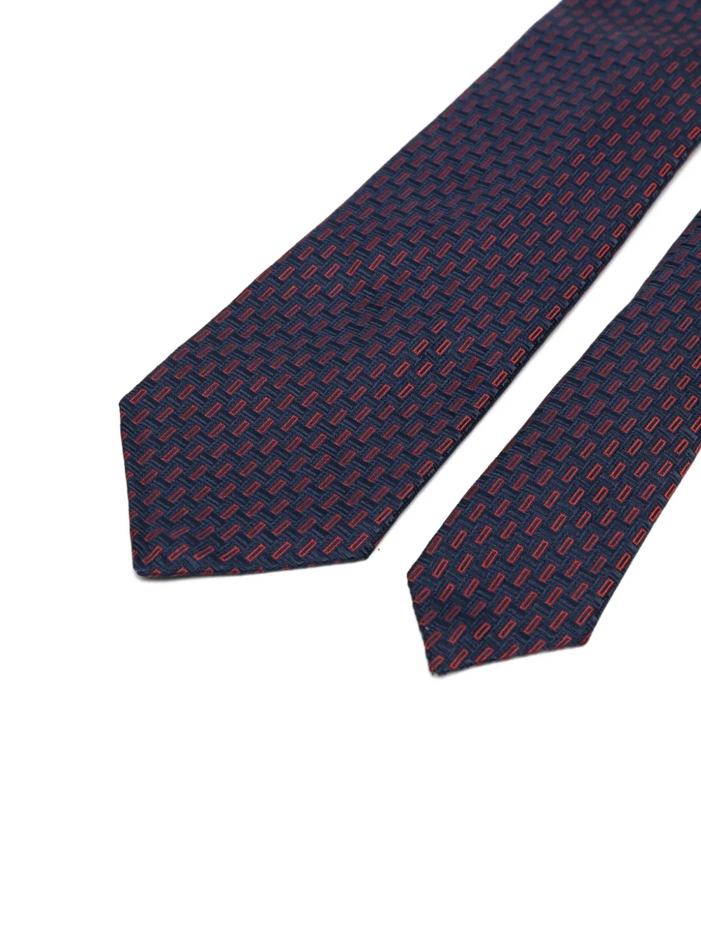 Kiton geometric-pattern silk tie Blauw