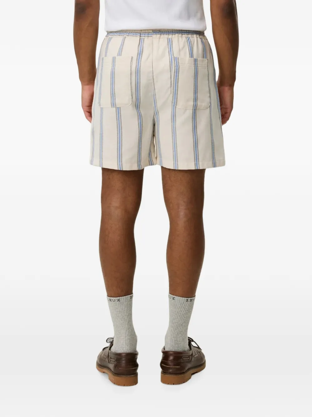 Les Deux Lawson shorts met verticale streep en trekkoord Beige