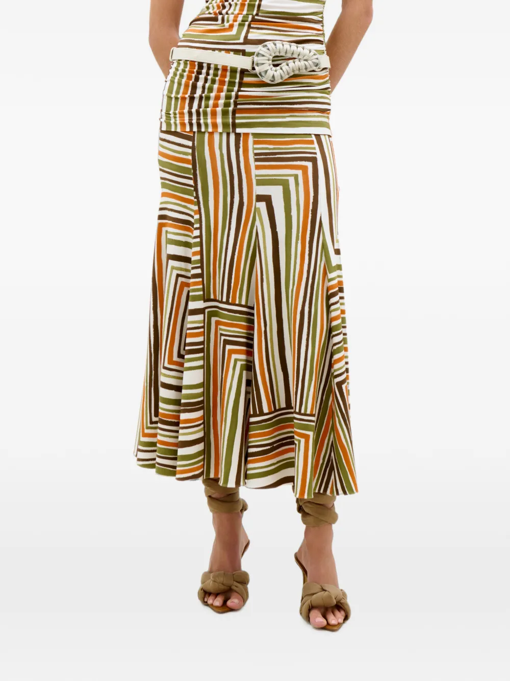 Silvia Tcherassi Josette gestreepte midi-rok Oranje