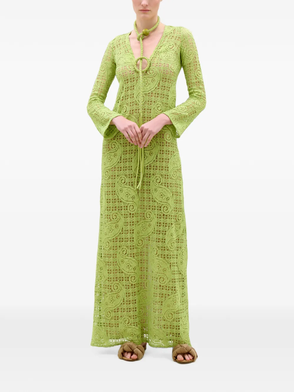 Silvia Tcherassi Bette maxi-jurk met paisley-kant Groen