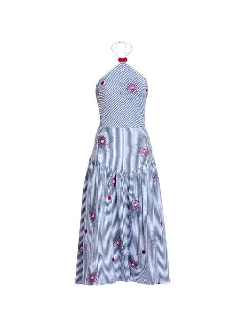 Silvia Tcherassi Ares floral-embroidered striped midi dress