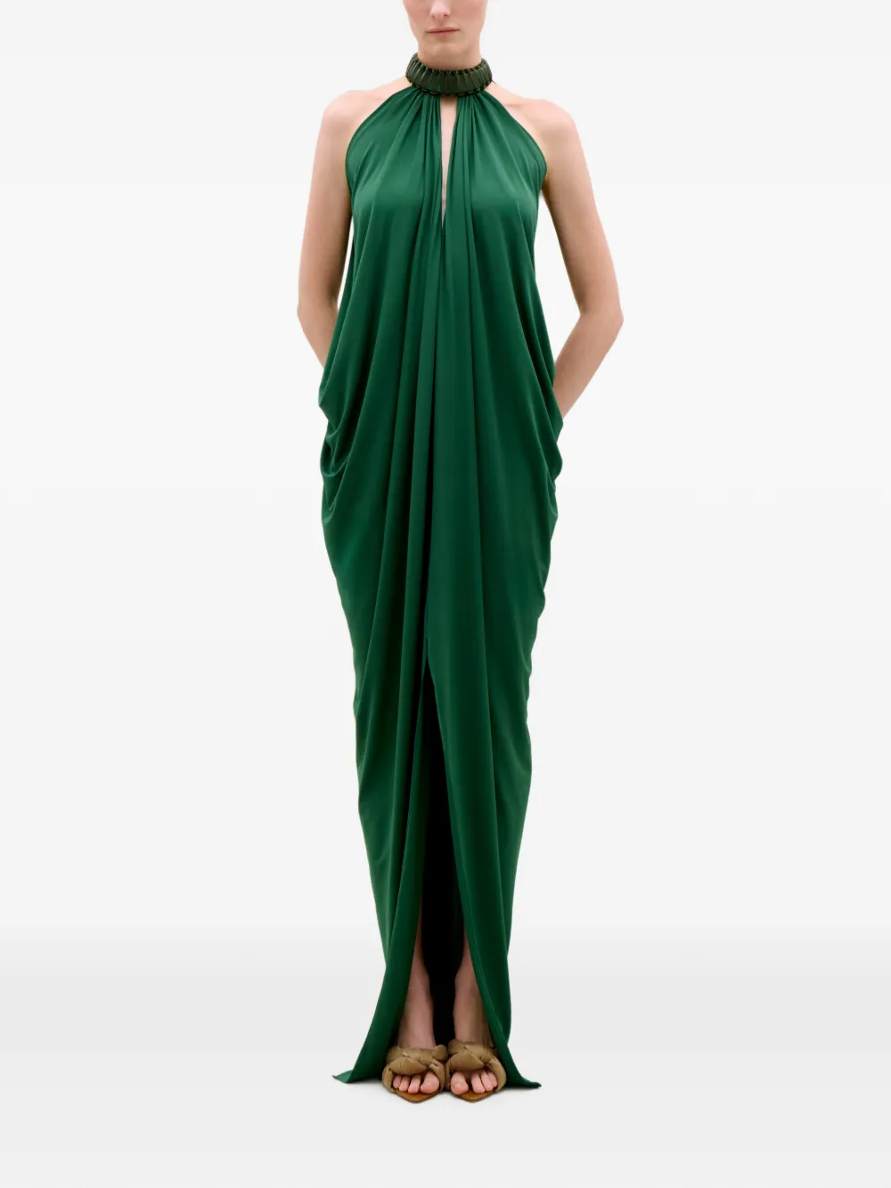 Silvia Tcherassi Niagara draped halterneck maxi dress - Green