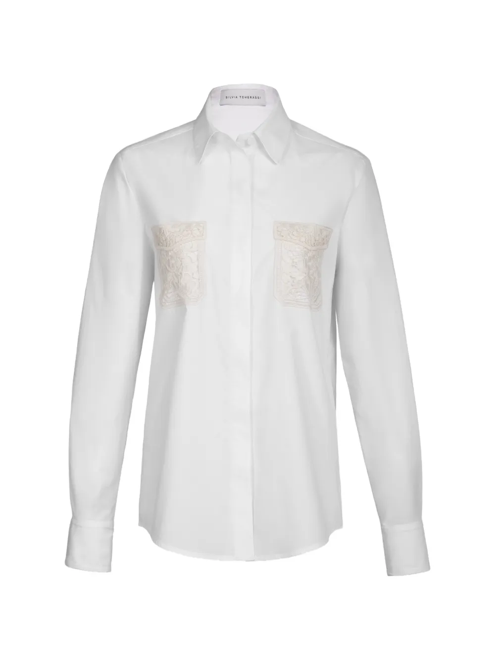 Silvia Tcherassi Naroa lace-pocket shirt - Bianco