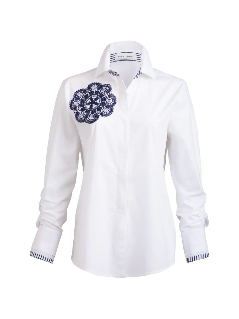Silvia Tcherassi Karis lace-appliqué shirt - White