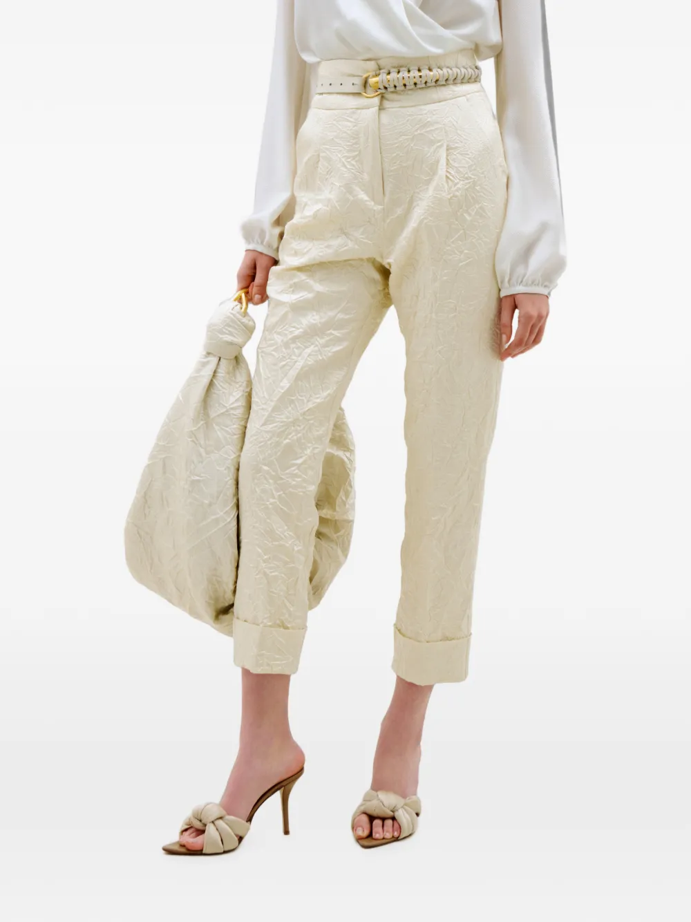 Silvia Tcherassi Moad cropped broek met gekreukte afwerking Wit