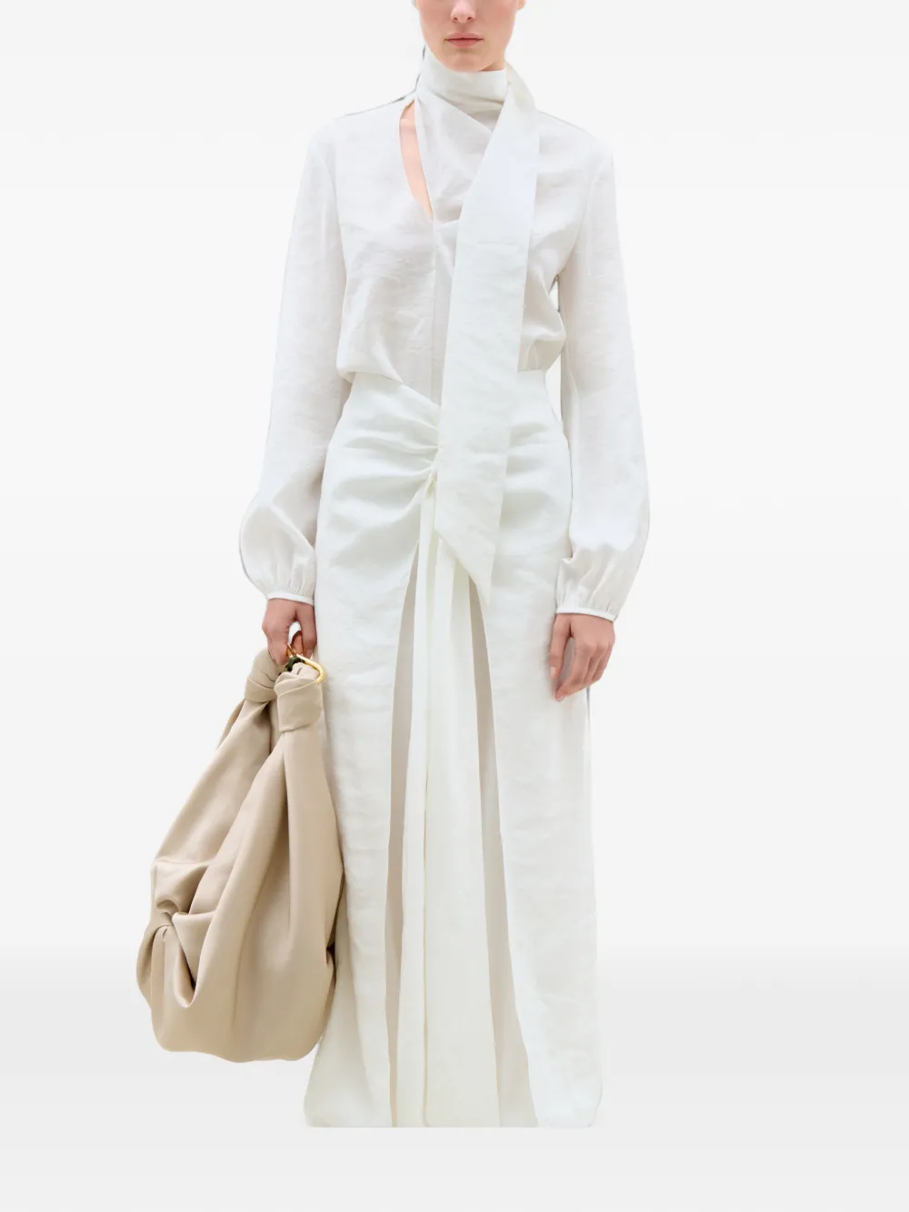 Silvia Tcherassi Alanis blouse met hoge hals en sjaaldetail Wit