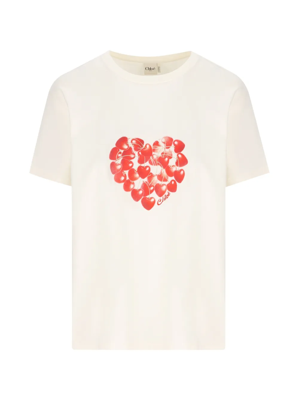 Chloé cherry-print heart-motif T-shirt - Nude
