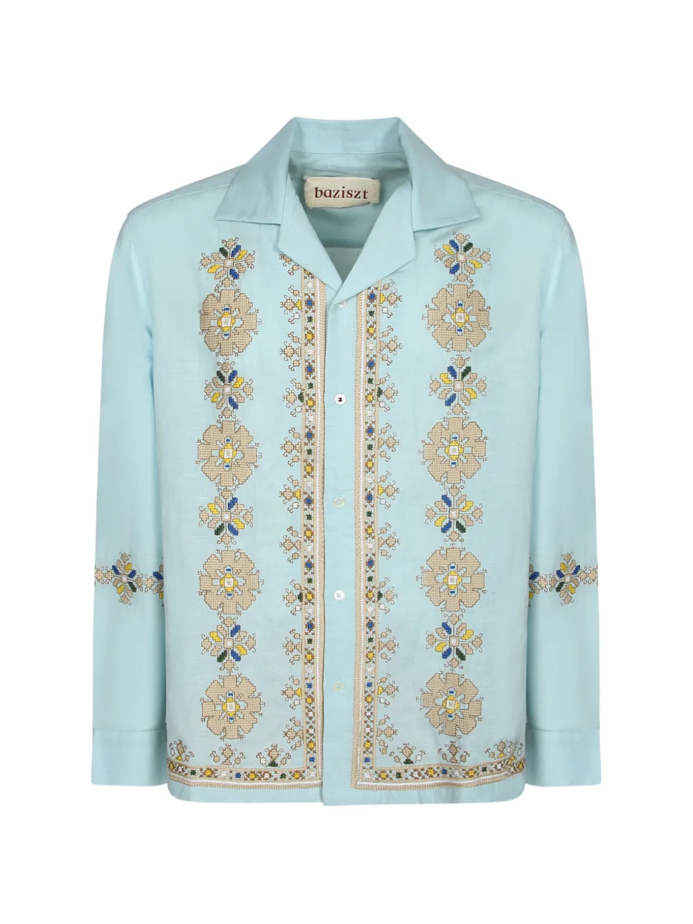 Baziszt embroidered long-sleeve shirt - Blu