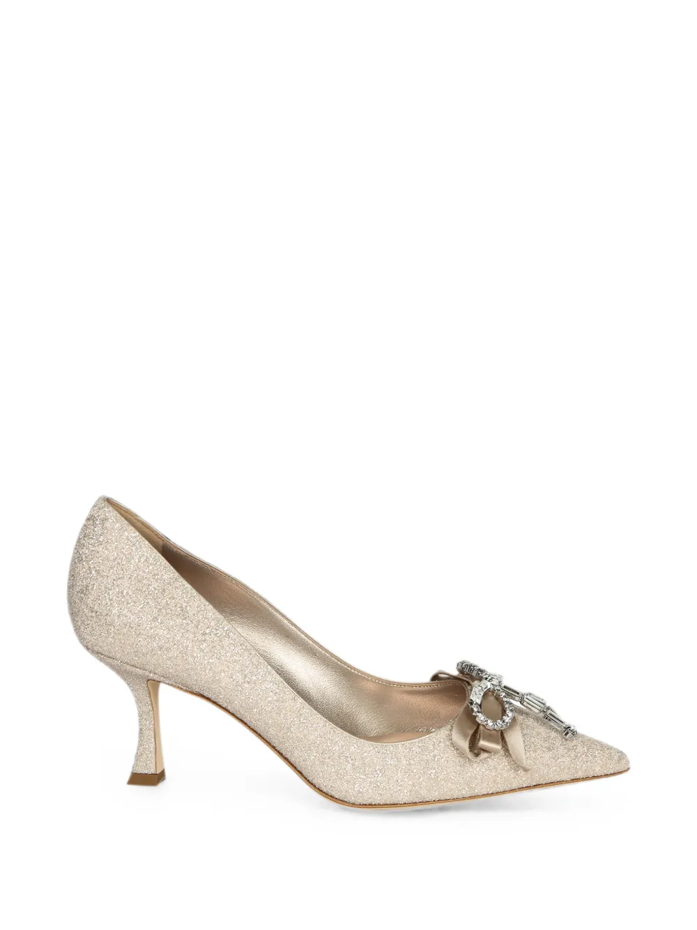 Jimmy Choo Auria 70 crystal-embellished bow-detail pumps - Neutrals