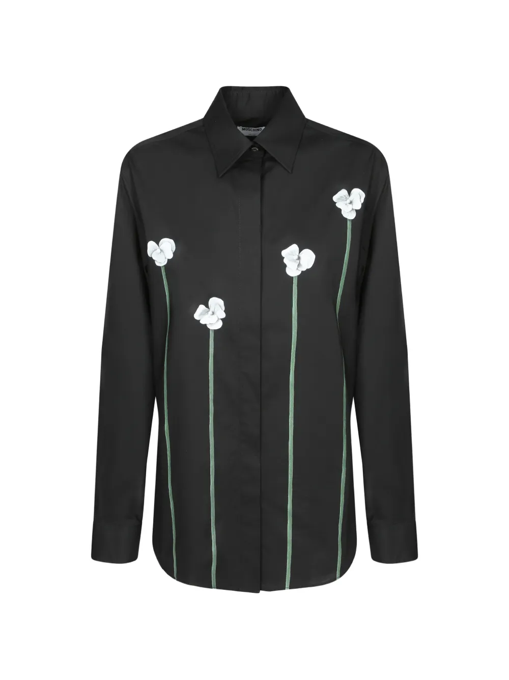 Moschino floral-appliqué shirt - Schwarz