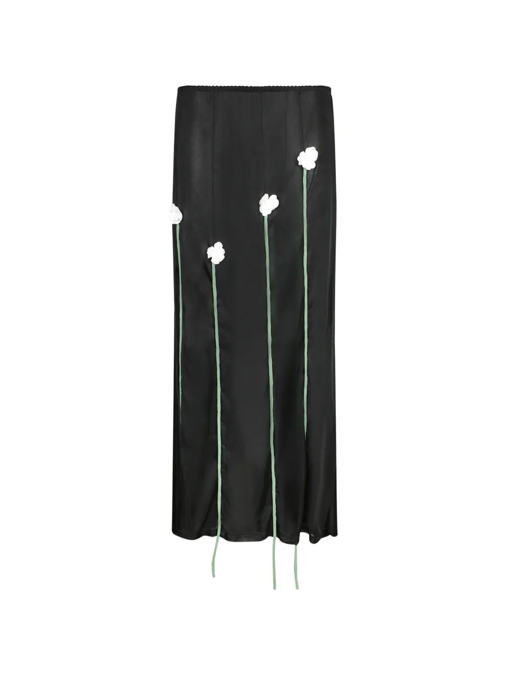 Moschino floral-appliqué longline maxi skirt - Nero