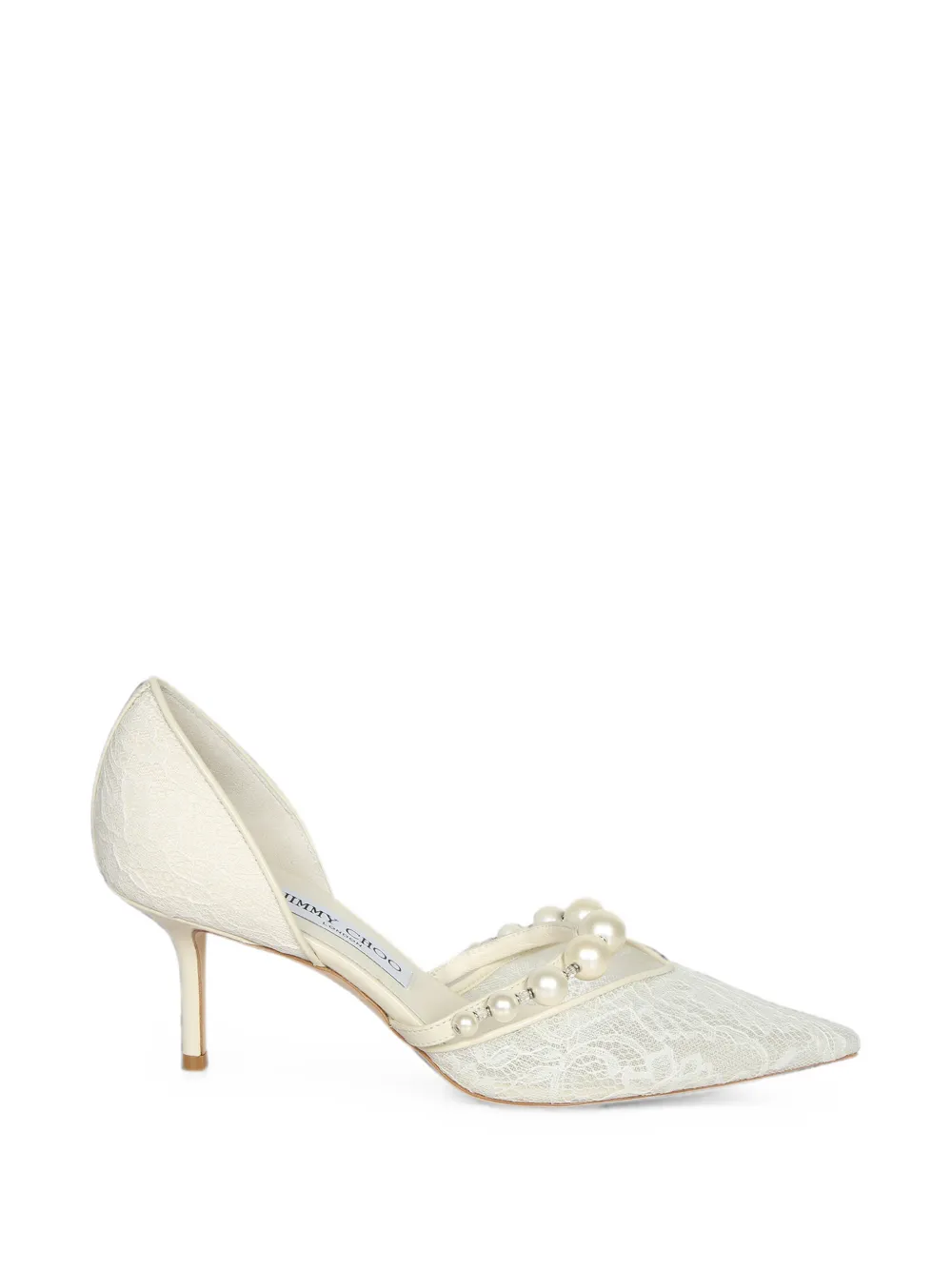Jimmy Choo Aurelie 65 pearl-embellished lace pumps - Neutrals