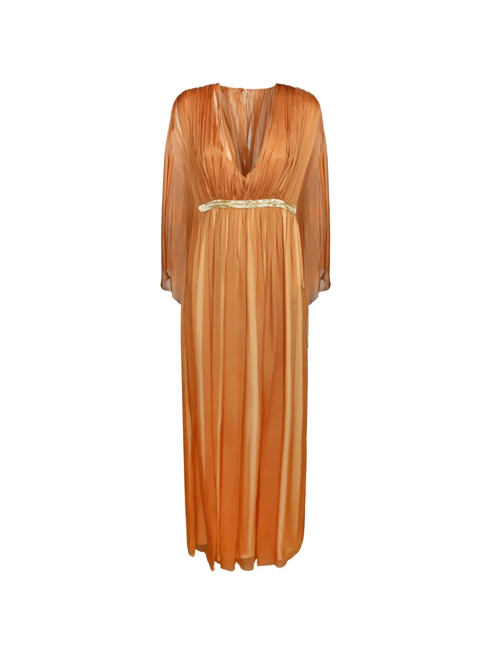 Alberta Ferretti pleated cape-sleeve maxi dress - Arancione
