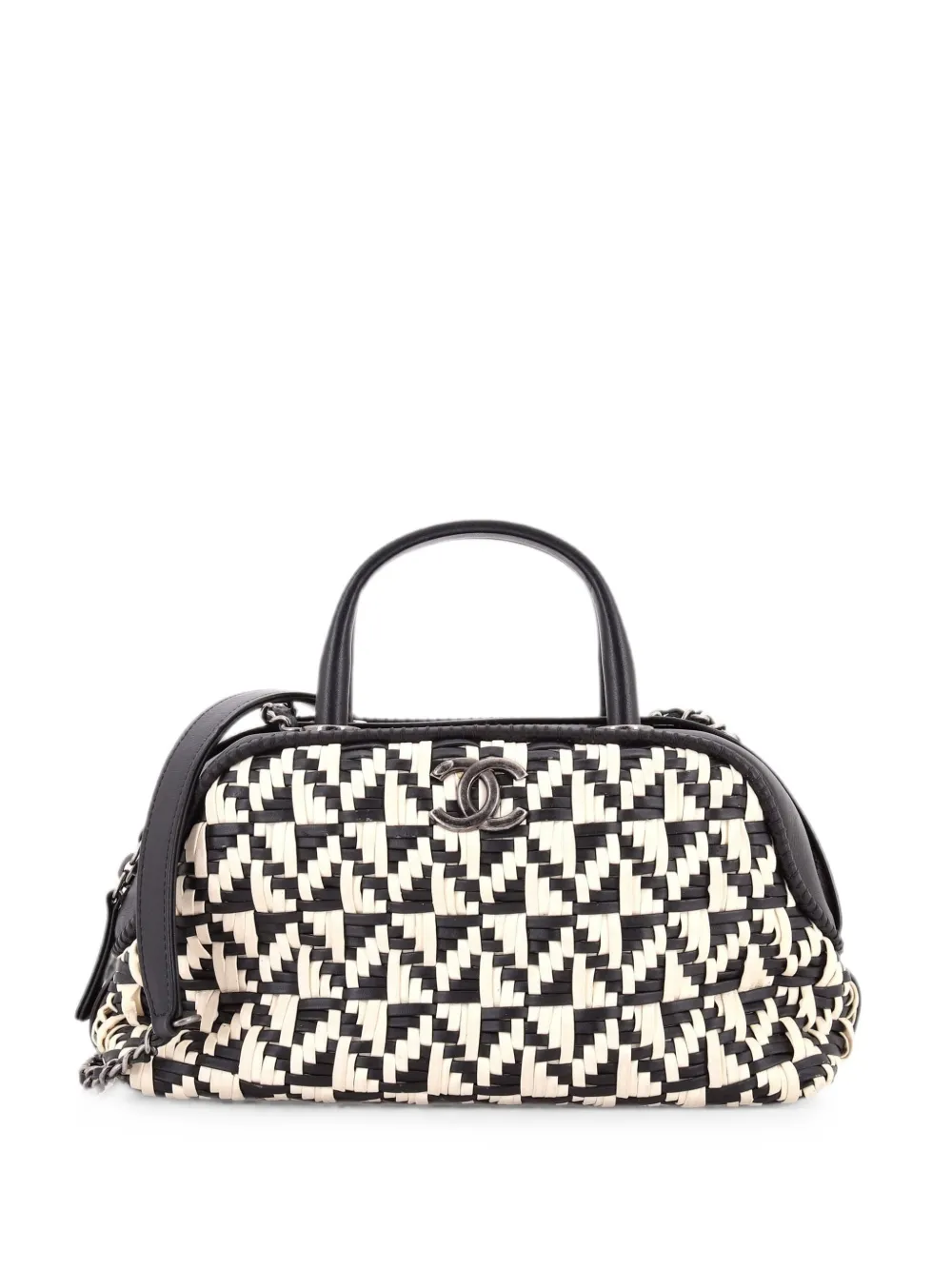 CHANEL Pre-Owned Convertible Chain Bowler Bag Woven Calfskin Small handbag - Nero