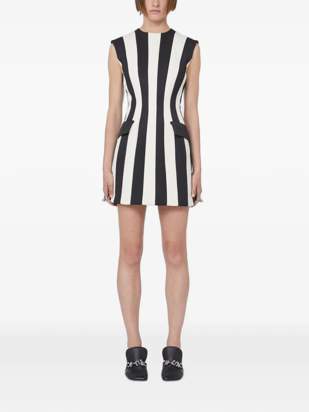 Max Mara Hourglass striped sleeveless mini dress - Nero