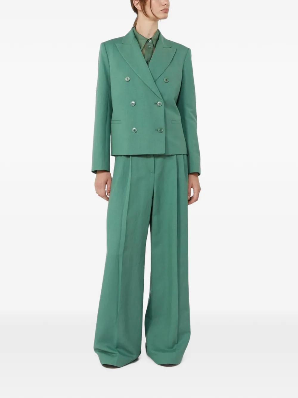 Weekend Max Mara Plooibroek met wijde pijpen Groen