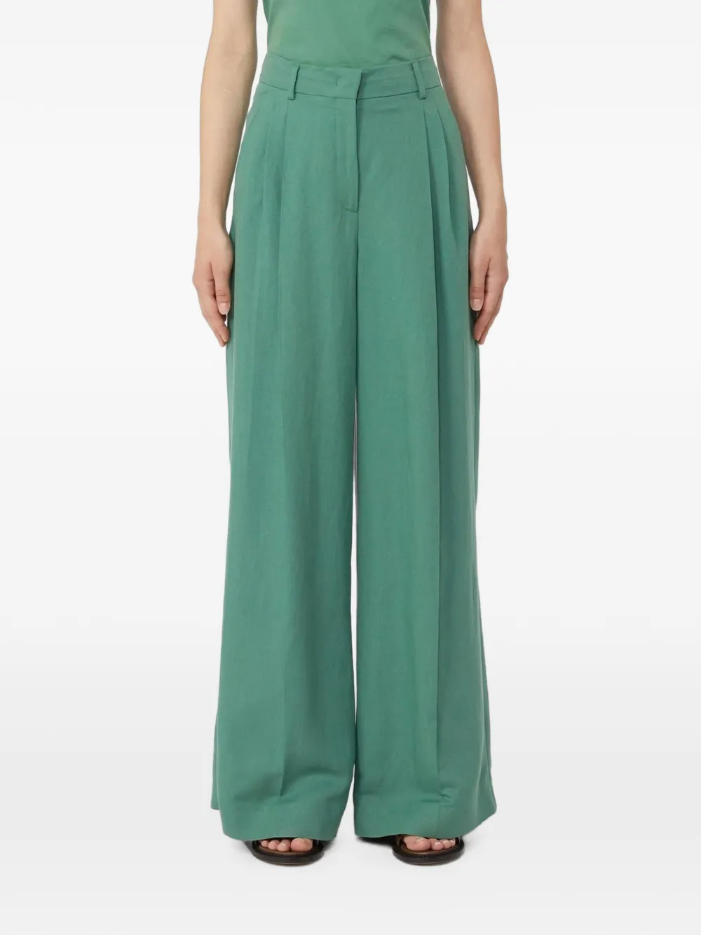 Weekend Max Mara pleated wide-leg trousers - Verde