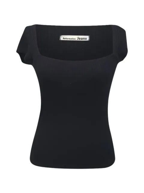Reformation ribbed-knit blouse
