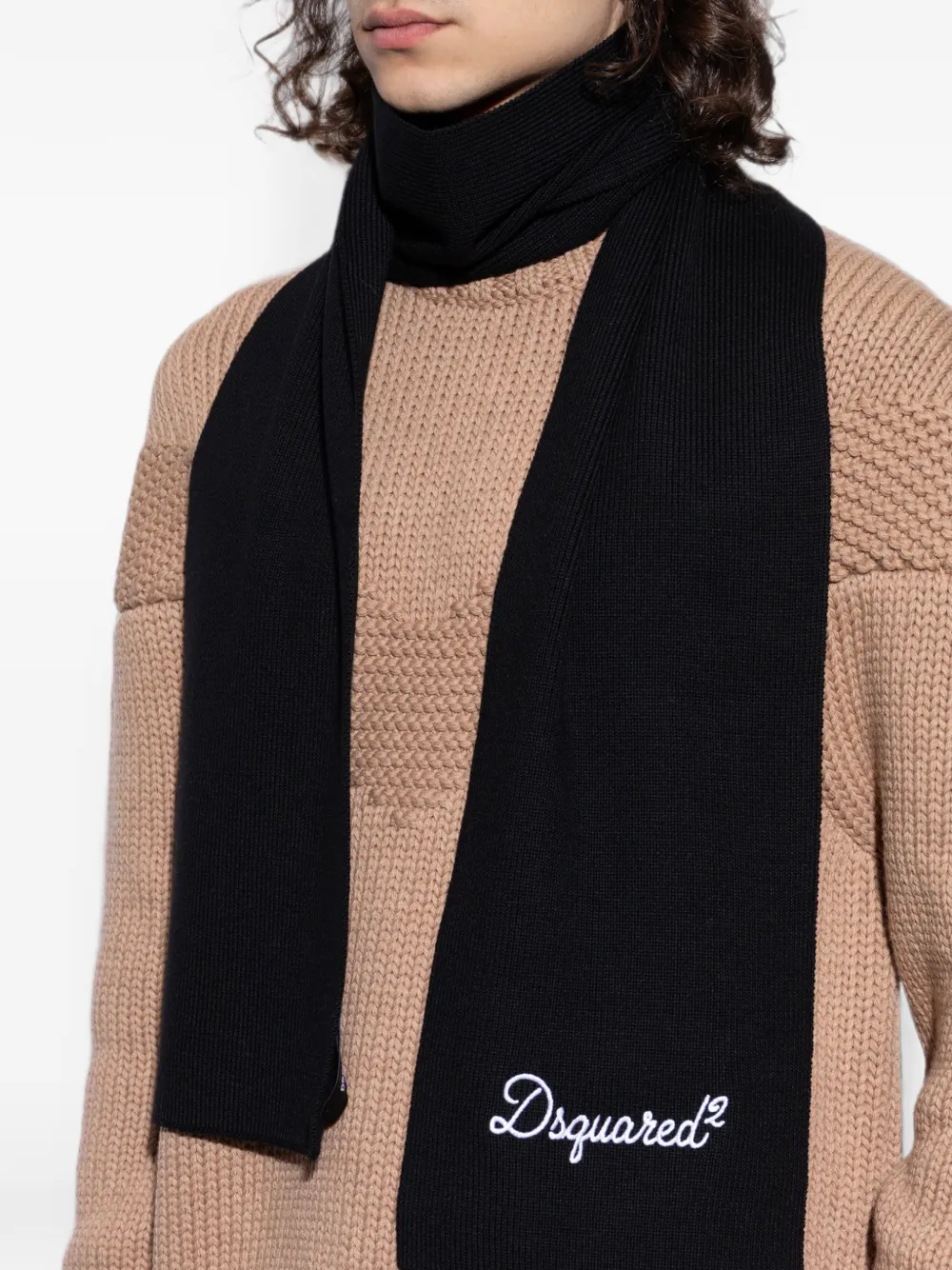 DSQUARED2 Sjaal met geborduurd logo Zwart