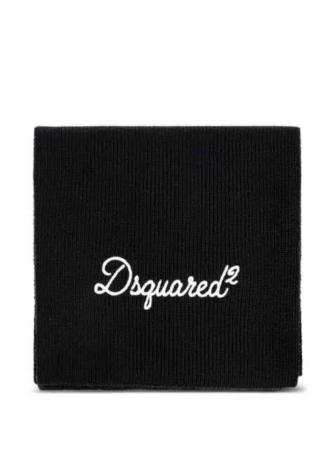 DSQUARED2 logo-embroidered ribbed-knit scarf