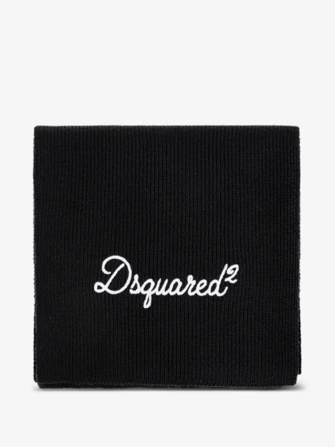 DSQUARED2 écharpe en maille nervurée à logo brodé