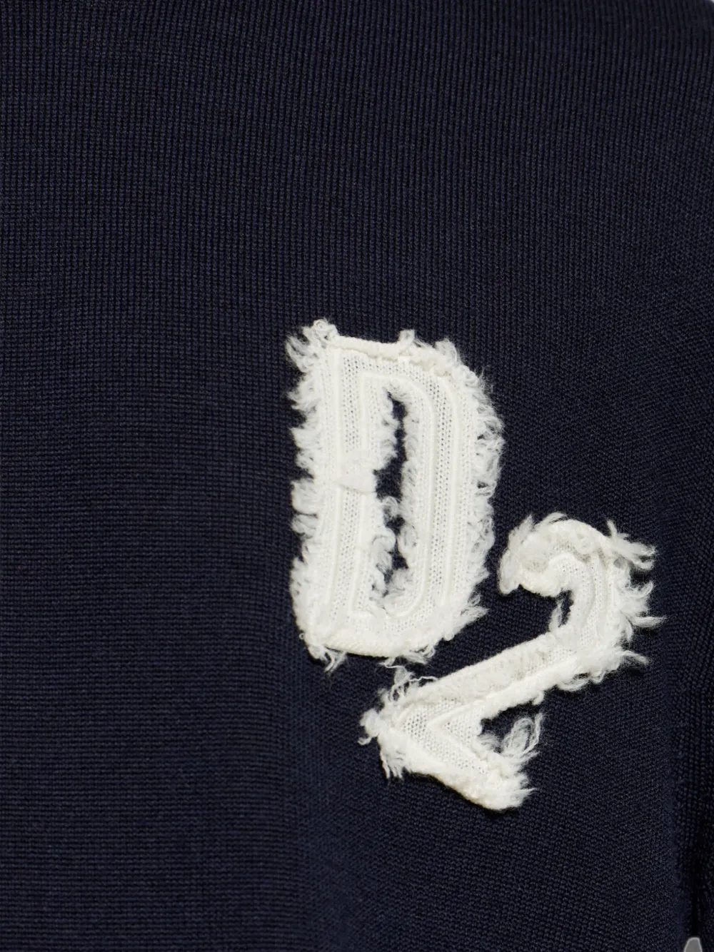 DSQUARED2 D2 College wollen trui met logo-patch Blauw