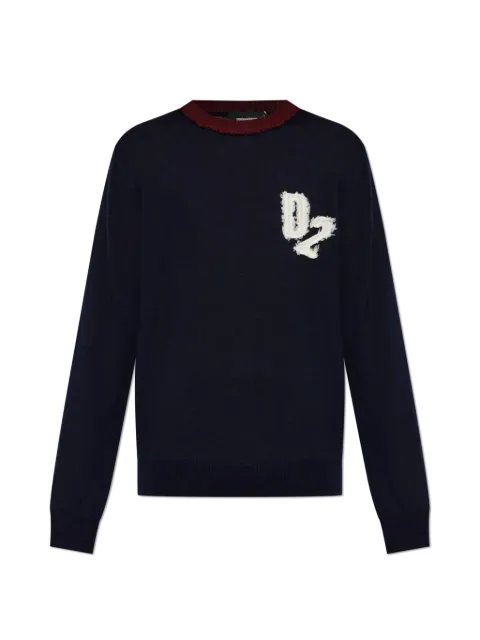 DSQUARED2 D2 College logo-patch wool sweater