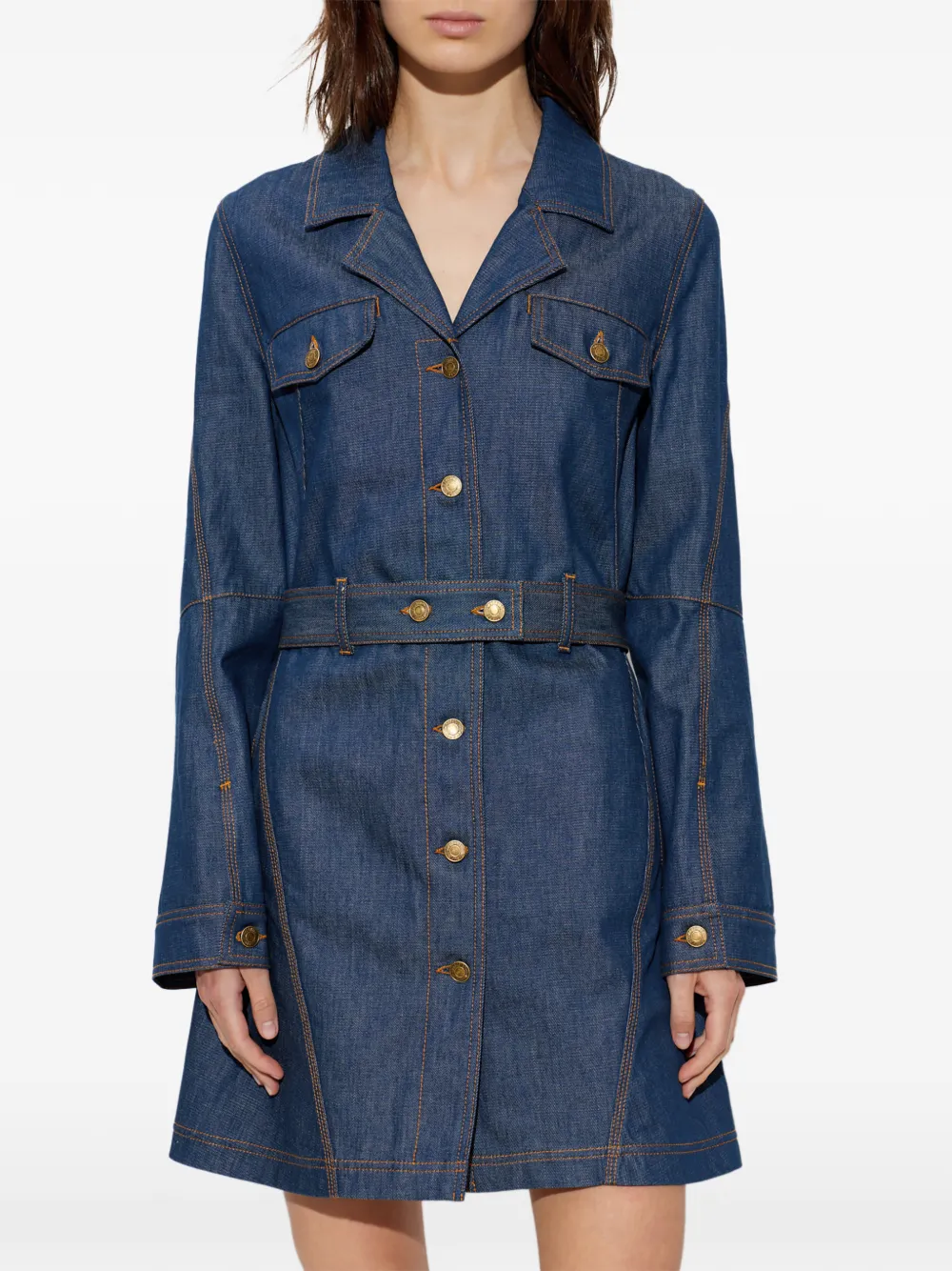Moschino Mini-jurk met knopen en ceintuur Blauw