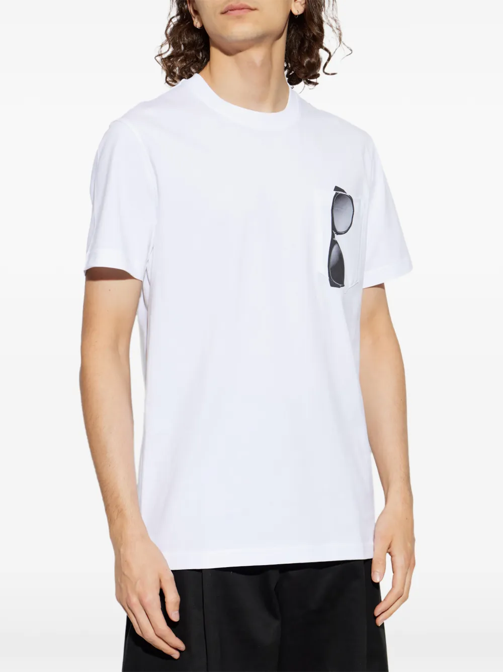 Moschino T-shirt met zonnebril-print en borstzak Wit
