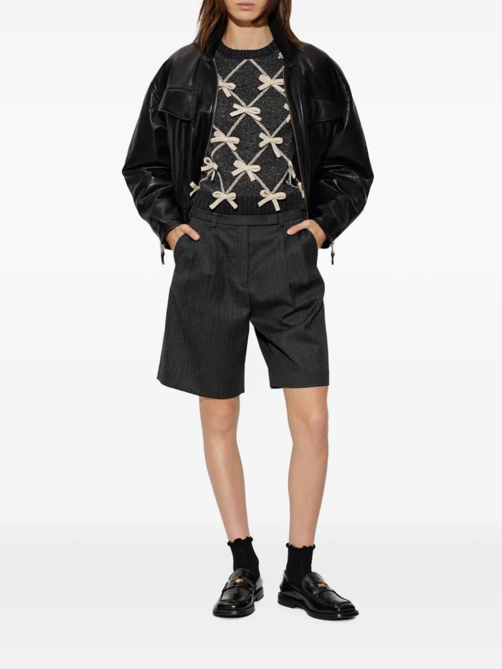 Moschino Gebreide trui verfraaid met strik Grijs