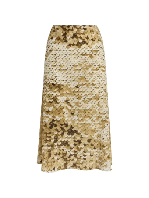 Moschino printed-sequin silk midi skirt