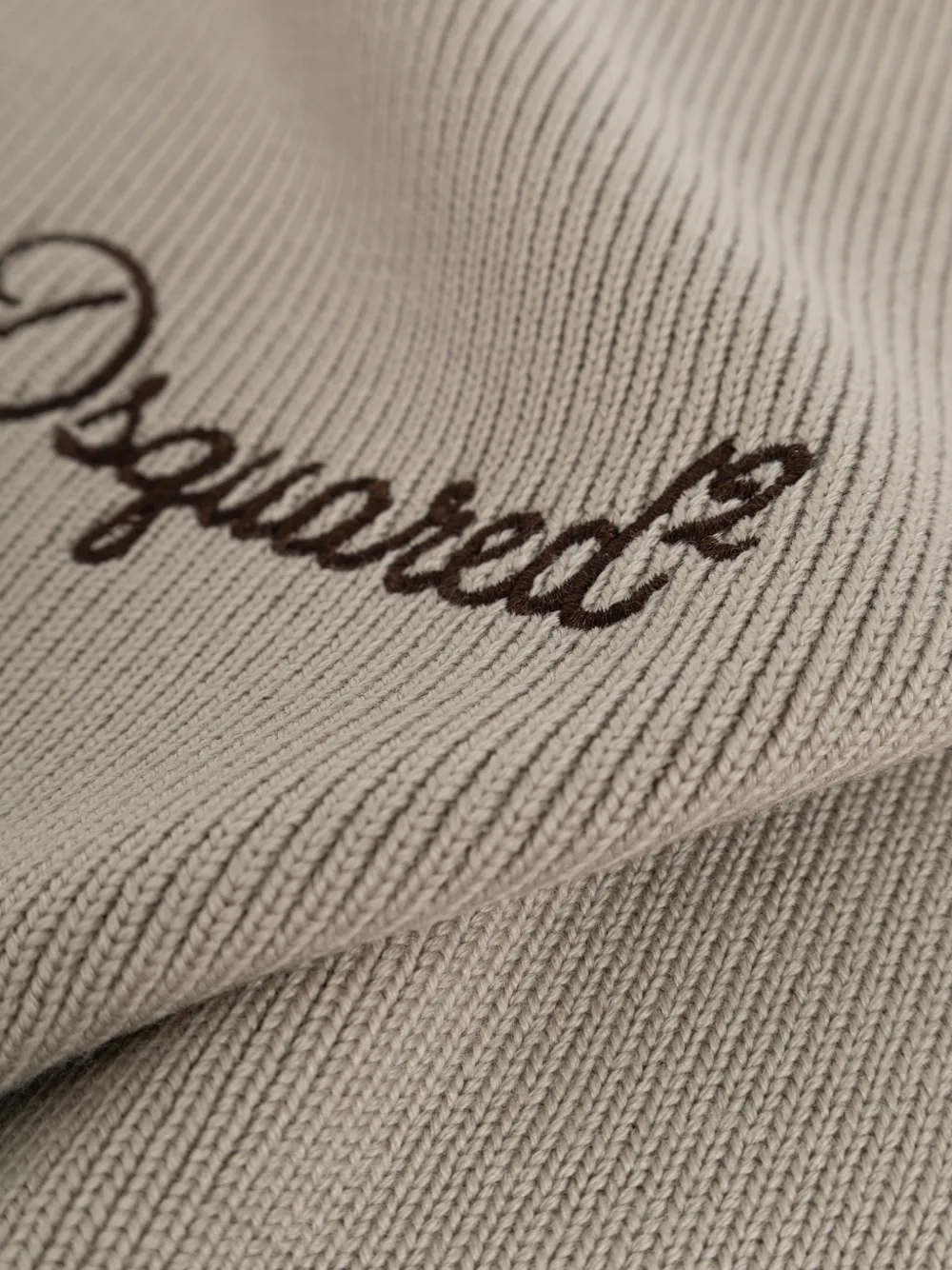 DSQUARED2 Geribbelde sjaal met geborduurd logo Beige