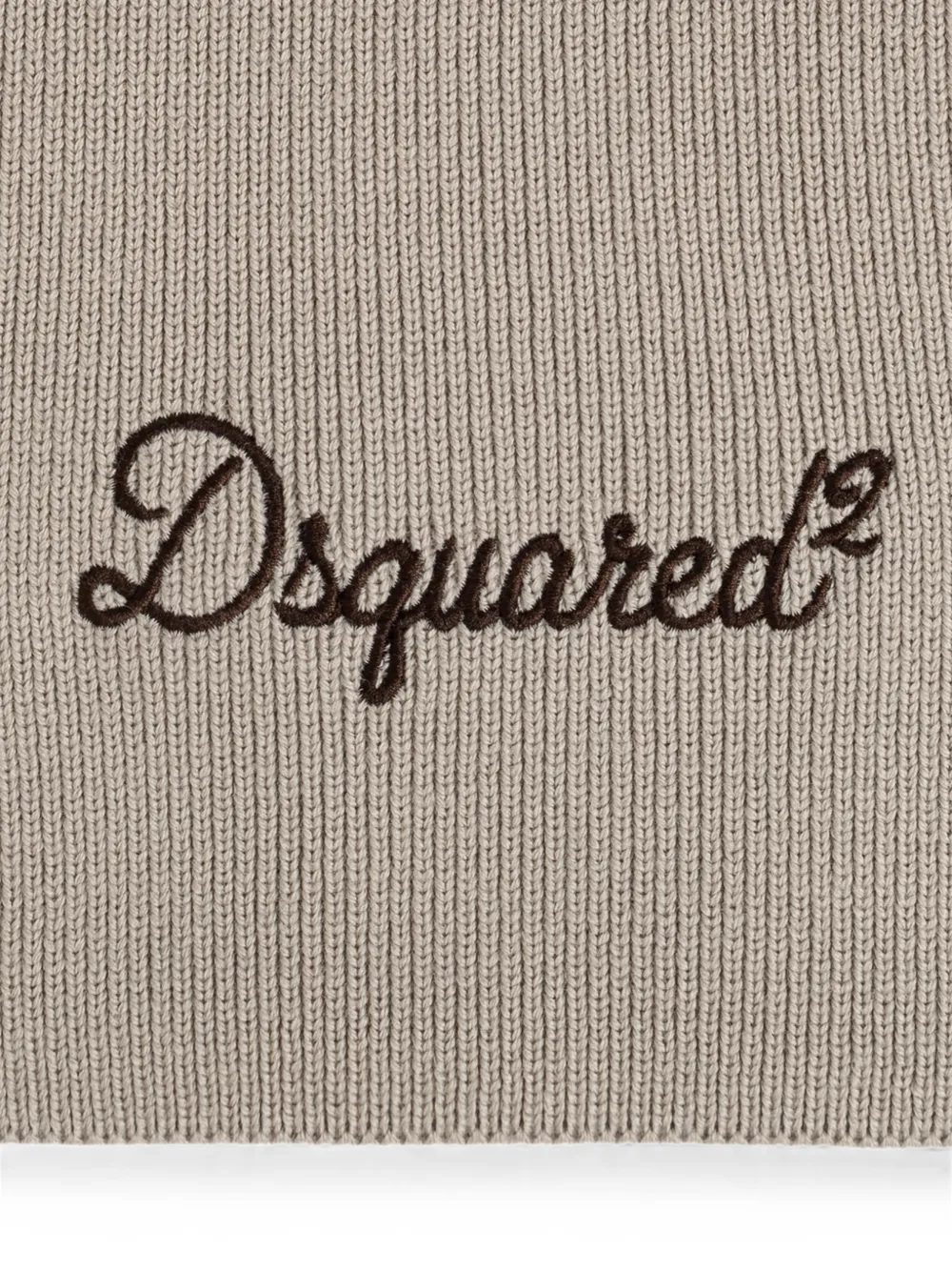 DSQUARED2 Geribbelde sjaal met geborduurd logo Beige