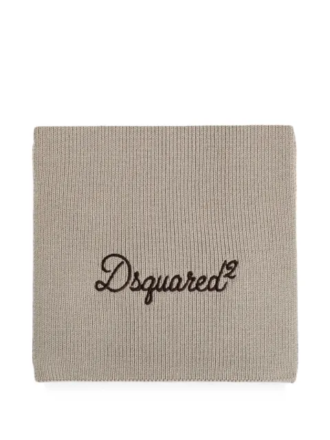 DSQUARED2 logo-embroidered ribbed scarf