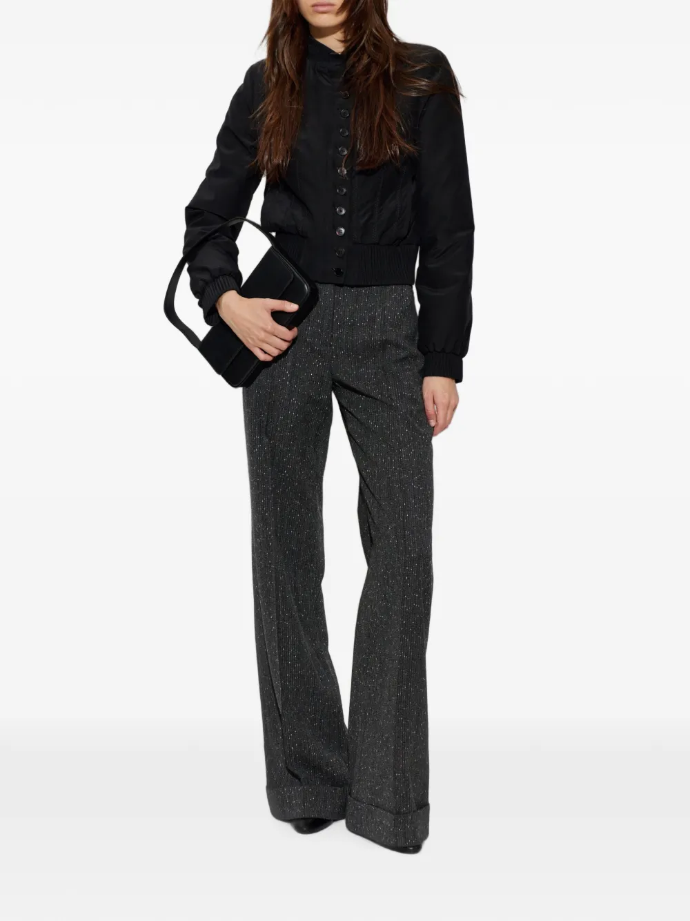 Alexander McQueen Broek met gesmockt detail en omgeslagen pijpen Grijs