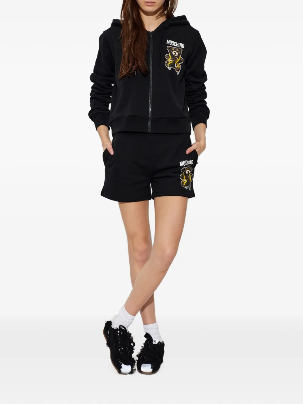 Moschino Hoodie met teddybeerprint Zwart