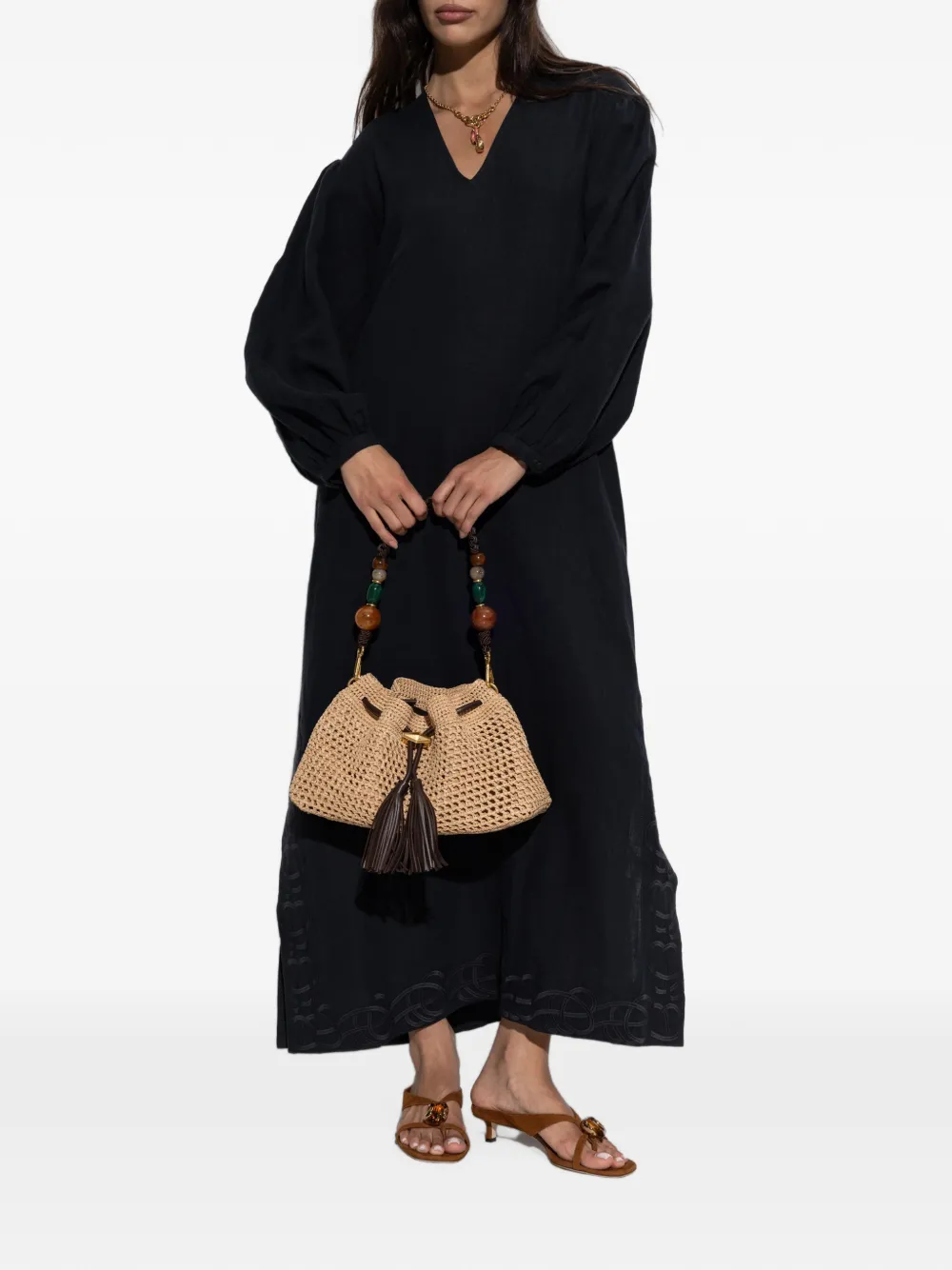 By Malene Birger Louise maxi-jurk met borduurwerk Zwart