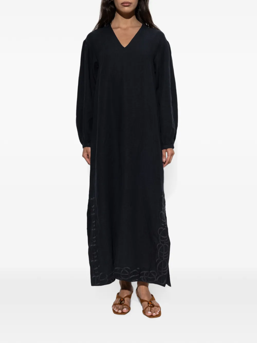 By Malene Birger Louise maxi-jurk met borduurwerk Zwart