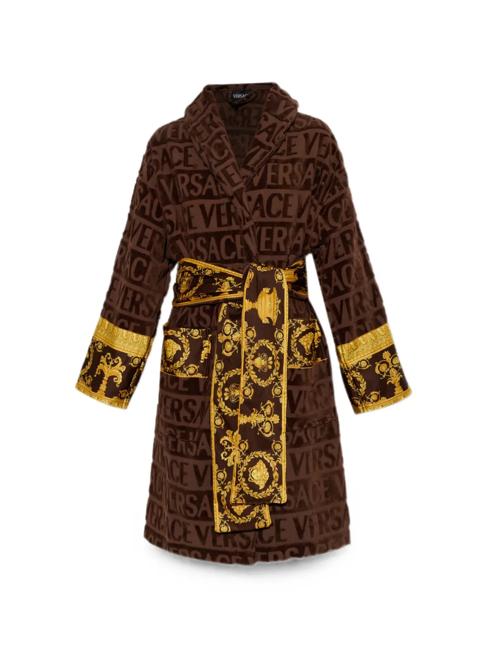 Versace Home 아이 러브 바로크 로고 프린트 가운 In Multi