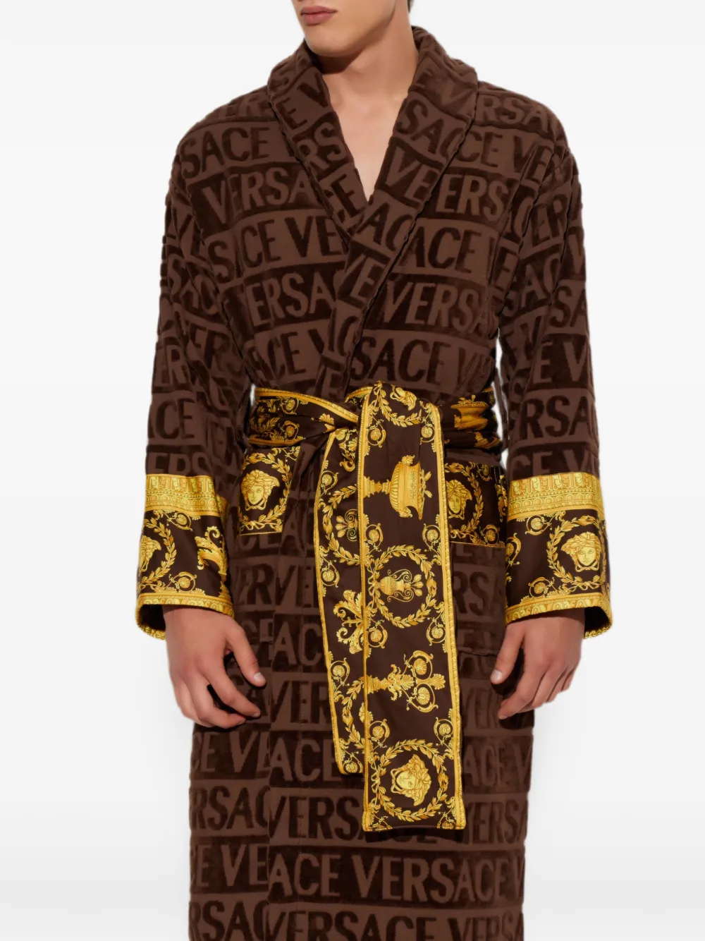 Versace Home 아이 러브 바로크 로고 프린트 가운 In Multi