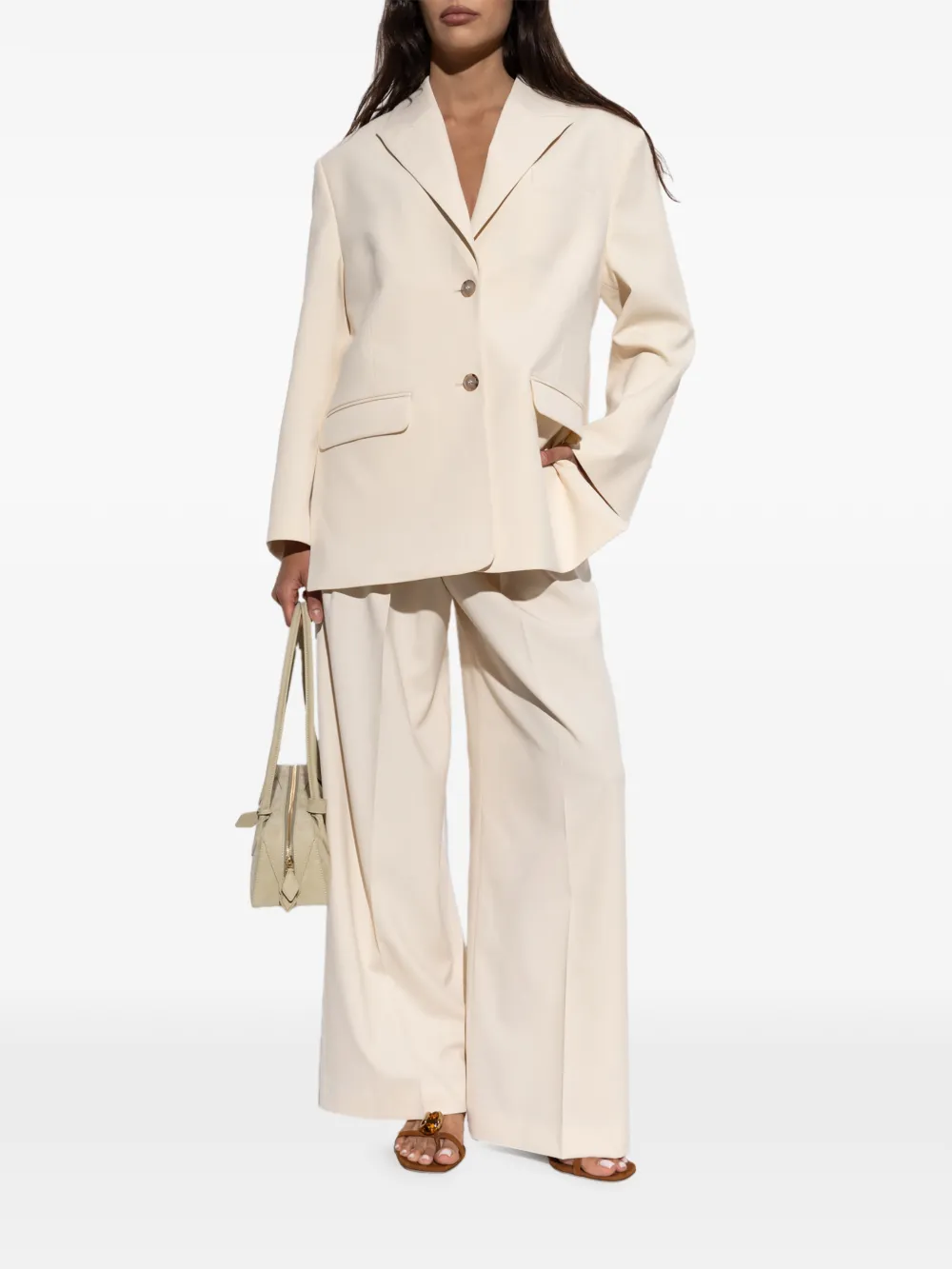 By Malene Birger Taalia plooibroek met wijde pijpen Beige